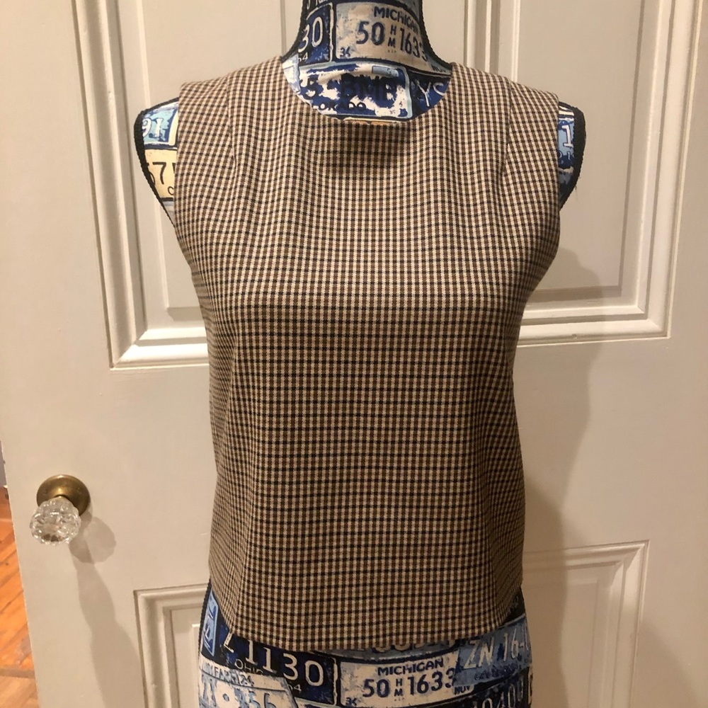 Theory, size P (XS), micro plaid print, shell